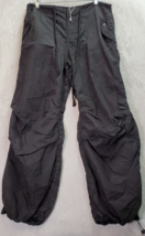 Automet Wind/Rain Pants Womens Black Wide Leg Pockets Dark Wash Drawstring - $20.21
