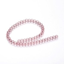 Bead Lot 5 strand 6mm round transparent glass 11 inch strands Thistle Pink GP18 - £8.20 GBP