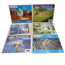 Lot of 6 3D Wood Puzzles for Kids Snake Insect Skeleton Dragon Dolphin Tarantula - £31.64 GBP