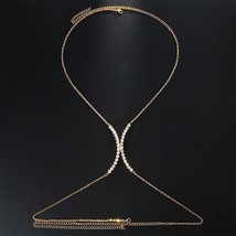 Fashion Rhinestones Bra Bracket Harness Chest Chain For Women Necklace Belly - £11.85 GBP