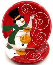 Certified International Stephanie Stouffer Snowman Dinner Plate 11&quot; Set 2 SNOWY - $44.54