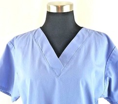 Ua Scrubs Scrub Top Shirt Blue Solid Size Small - £10.07 GBP