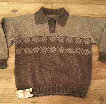 Clifton Wool N Things hand knit Wool Henley Sweater Pullover New Zealand... - $39.20