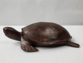 Sea Turtle Ironwood Hand Carved Vintage Mid Century High Luster Polish M... - £40.44 GBP