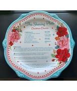PIONEER WOMAN Cheerful Rose Design  SHARING PLATE 12&quot; Teal “ Christmas C... - $368.21 MXN