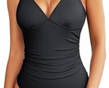 Aleumdr Women&#39;s V Neck One Piece Tummy Control Swimsuit Drawstring High ... - £18.39 GBP