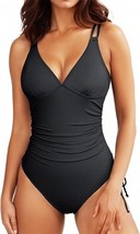 Aleumdr Women&#39;s V Neck One Piece Tummy Control Swimsuit Drawstring High ... - $23.38