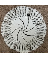 Vintage Estate Crochet White Doily Handmade 13 Inch Spiral Pattern - $12.34 CAD