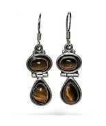 925 STERLING  SILVER  AND TIGER&#39;S  EYE  EARRINGS SKY - $50.19
