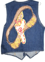 VTG 1970s Mr Leggs Denim Vest Chenille Gun Holster Applique Western Rock... - $125.00