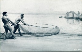 Vintage Postcard Field Museum Chicago Lake Dweller Scene Stone Age Fishermen - $3.91