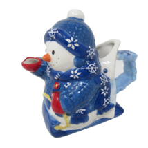 Snowman Pitcher Creamer Syrup Blue Snowflakes MCO Christmas Holiday Serv... - $18.74