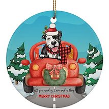 hdhshop24 Love and American Pitbull Terrier Dog Merry Christmas Ornament Gift Pi - £15.83 GBP