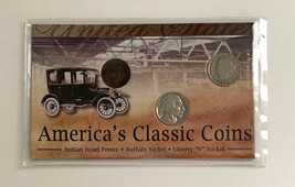 America&#39;s Classic Coins - 1902 1c, 1936 5c, 1902 5c in Presentation Card - £4.67 GBP