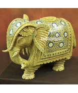 11&#39;&#39; Marble Elephant Semi Precious Stone Pietra Dura Inlay Showpiece Dec... - £1,415.42 GBP