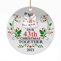 43th Anniversary Christmas 2023 Acrylic Ornament 43 Years Cute Cat Couple Gift - £13.41 GBP