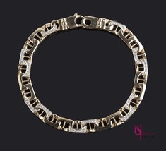0.80 Carats Homme Marin Ancre Lien Diamant Bracelet Solide 14K or Jaune - £2,331.56 GBP