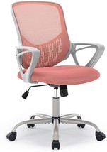 Ergonomic Computer Chair With Height Adjustment, Swivel, Fixed Armrests,, Pink. - £71.91 GBP