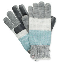 ISOTONER Gray Blue Ivory Blurred Stripe Knit smarTouch Tech Women&#39;s Gloves O/S - £15.05 GBP