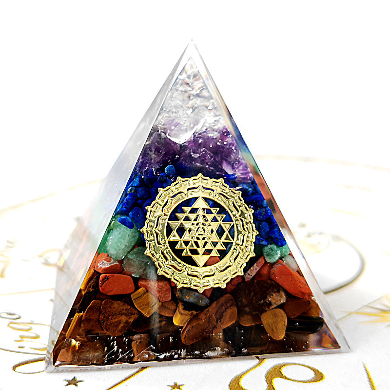 Natural Orgonite Pyramid Reiki Amethyst Energy Healing Chakra Meditation... - $11.99