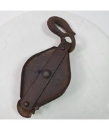 Vintage Farmhouse Pulley Hook Steel Wheel Barn Industrial Rustic - $1,099.75 MXN