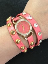 Beautiful LEATHER WRAP WATCH Triple BRACELETs 7”-7.5” Needs Battery - £19.60 GBP