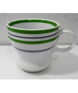 Starbucks White with Green &amp; Blue Stripes 12 oz Coffee Tea Mug Cup 2007   - £18.84 GBP