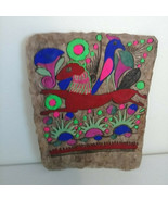 Mexican Indian AMATE Folk Painting on Bark Paper Birds, Deer, Flowers Vi... - £24.99 GBP