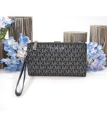 Michael Kors Jet Set Black Silver Metallic Logo Double Zip Phone Wristle... - $187.16 CAD