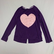 Heart Purple Pink Flippy Flip Sequin Shirt Girl’s 6-8 Long Sleeve Top Bl... - $8.91