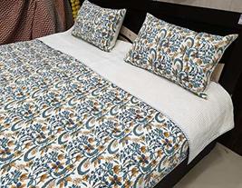 Hand Block Print Quilt Jaipuri Razai Couple Use Blanket Bedroom Bedspread Quilt  - £63.25 GBP