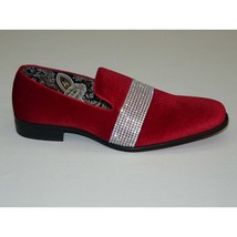 Men Formal shoes After midnight Velvet silver Crystal Slip on 6715 Red/Silver image 2