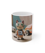 Ceramic Mug 11oz, Cute Claymation Cat Dad Gift - £11.79 GBP