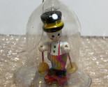snowman sking glass and wooden bell ornament Taiwan Rare Gift Box vintage - £7.14 GBP