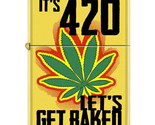 Zippo Lighter - It&#39;s 420 Lets Get Baked! Lemon Yellow - 854277 - $31.16