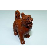 Vintage Japanese Masterfully Hand-Carved Wooden Fearsome Shoo Dog, L 5.2 cm - $961.74 MXN