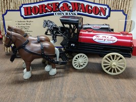 1990 Ertl Horse Drawn Gas Oil Wagon Diecast Coin Savings Bank True Value - £17.58 GBP