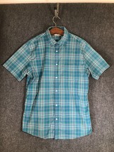 Sonoma XL Button Up Pocket Shirt Mens Short Sleeve Casual Green/Blue Plaid - $11.20