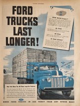 1947 Print Ad Ford Truck On Country Road With a Load of Hay 6 or V8 Engines - $17.98