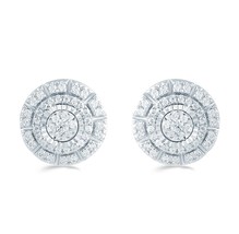 1/2ct tw Diamond Round Cluster Fashion Stud Earring in Sterling Silver - £69.53 GBP