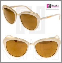 DOLCE &amp; GABBANA 4304 Ivory Horn Gold Mirrored Brow Sunglasses DG4304 Authentic - £180.19 GBP