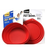 2 Ct Petdom More Harmonious In Nature Collapsible Pet Bowl Red Holds 33.... - £14.15 GBP