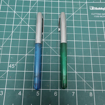 Vtg Sheaffer's Skrip Cartridge Fountain Pen Translucent Blue Green Chrome F Nib - £21.36 GBP