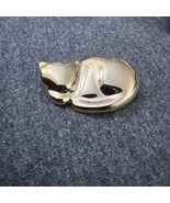 Vintage 1994 Signed Liz Claiborne Sleeping Cat Gold Tone Brooch Pin Kitt... - $12.87 CAD