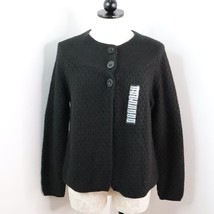 New Charter Club Women&#39;s M Black Yarn Knit Babydoll Smock Cardigan Sweater - £17.92 GBP