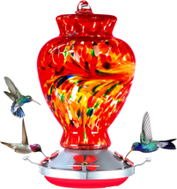 Hummingbird Feeder, 32 Ounces Glass Hummingbird Feeders for Outdoors Hanging Ant - £38.19 GBP