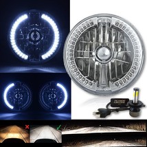 7&quot; Split White Halo Ring Angel Eye 6K 20/40w LED Motorcycle Headlight Bulb Each - £47.14 GBP
