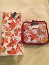 3 pc towel pot holders fall leaves autumn acorns Home Collection  - $15.59