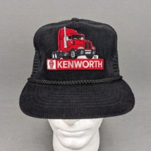 Kenworth Trucker Cap Corduroy Rope Snapback Hat Black Trucks 1980&#39;s Embroidered - £12.30 GBP