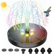 Solar Powered Water Fountains with Color LED Lights 7 Nozzles &amp; 4 Fixers for Gar - £46.08 GBP